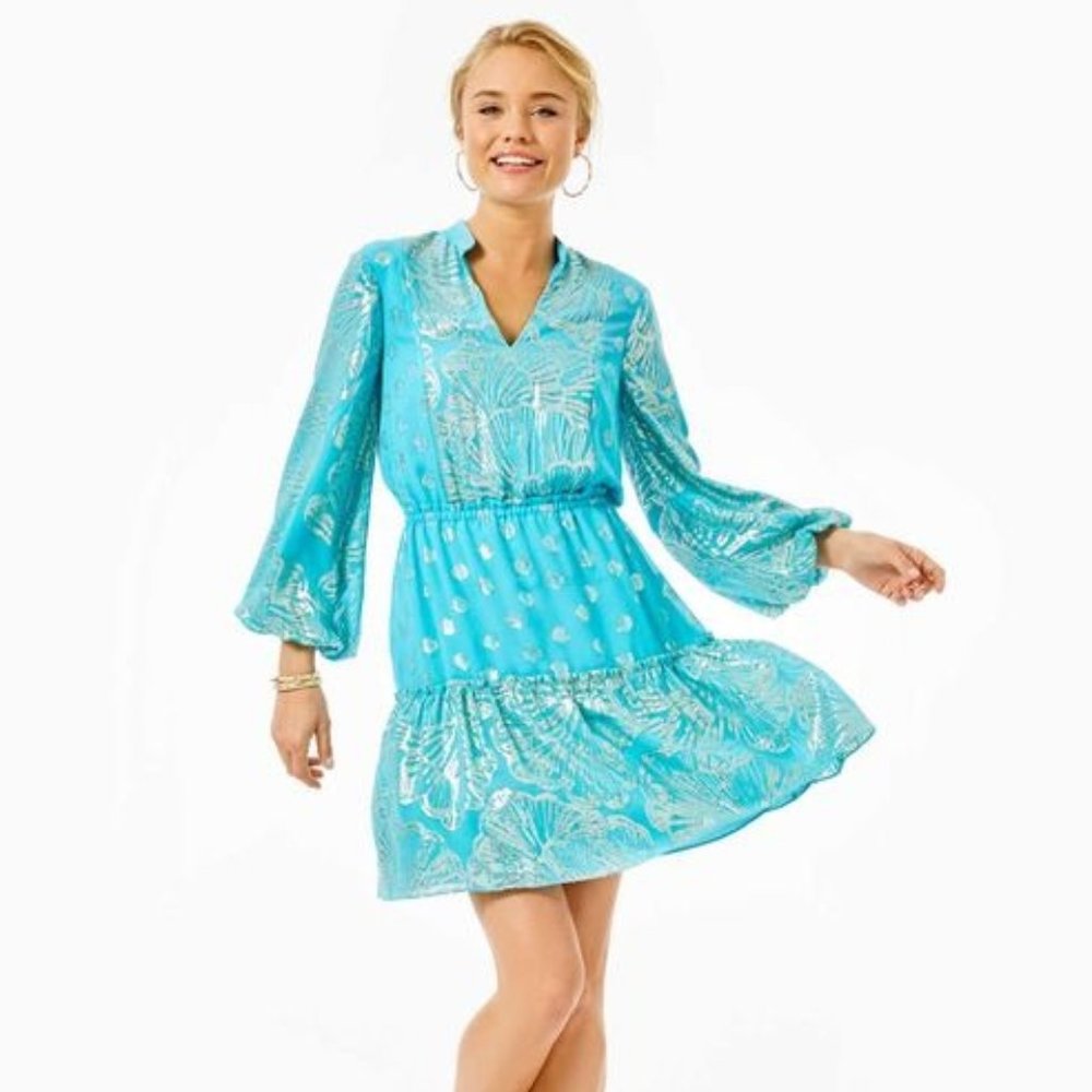 NWT Lilly Pulitzer Joella Silk Dress Blue